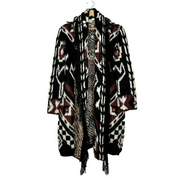 Anthropologie Cardigan Sweater Size XS/S Aztec Soutwestern Fringe Western Boho - Picture 1 of 4